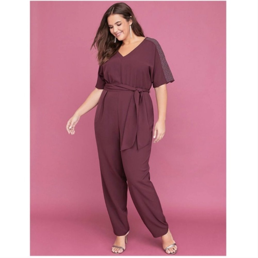 LANE BRYANT Studded Dolmnan Sleeve Jumpsuit SZ 28P